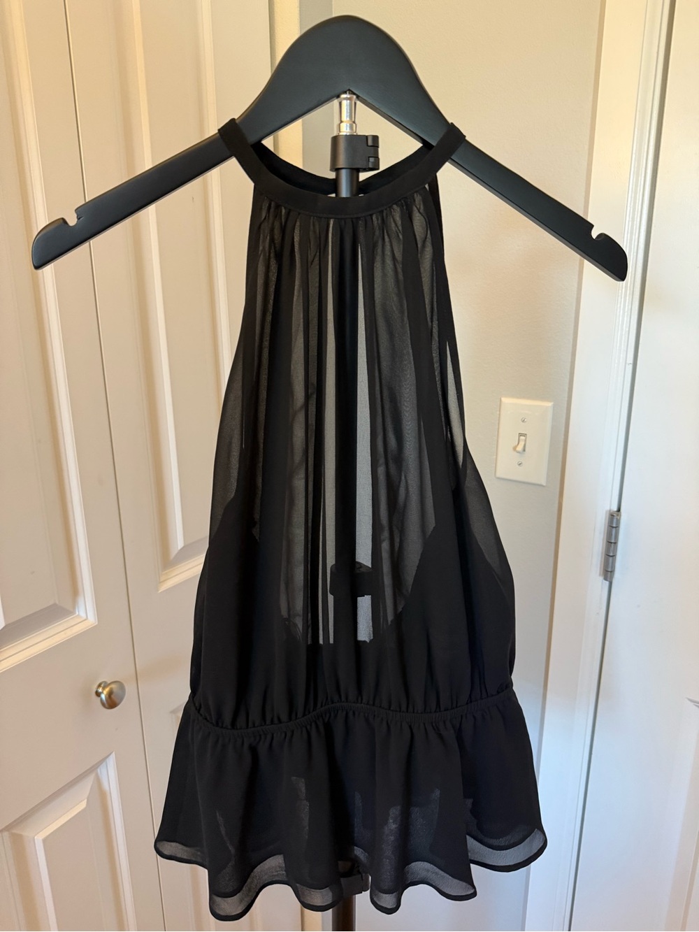 Express Black Sheer Halter Peplum Top